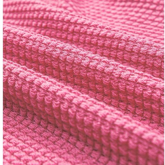 Bright Pink Waffle Knit Ruched Puff Sleeve Top New S, M, L, - Picture 11 of 12